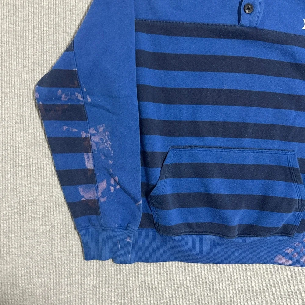 Hurley Boys Youth Size XL 13-15Y Blue Striped Henley Pullover Hoodie Sweatshirt